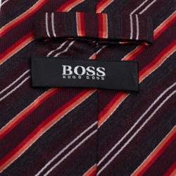مملوكة مسبقًا Boss By Hugo Boss Multicolor Striped Silk Wool Tie