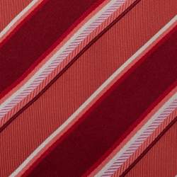 مملوكة مسبقًا Boss By Hugo Boss Red & Coral Striped Silk Tie