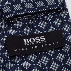 Pre Owned Boss by Hugo Boss Navy Blue Water Repellent Silk Tie