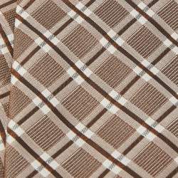 Pre Owned Boss By Hugo Boss Brown Patterned Jacquard Silk Tie