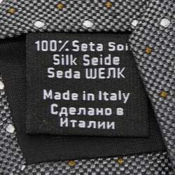 Pre Owned ربطة عنق بوسي باي هوغو حرير جاكار رمادية بنمط نقاط