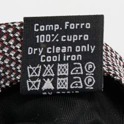 Pre Owned Boss By Hugo Boss Red & Silver Patterned Jacquard Silk Tie