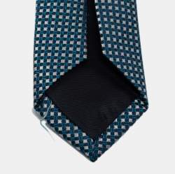 Pre Owned Boss By Hugo Boss Blue Patterned Jacquard Silk Tie