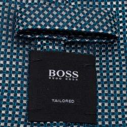Pre Owned Boss By Hugo Boss Blue Patterned Jacquard Silk Tie