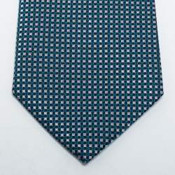 Pre Owned Boss By Hugo Boss Blue Patterned Jacquard Silk Tie