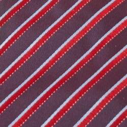 Pre Owned Boss By Hugo Boss Burgundy Diagonal Striped Silk Tie