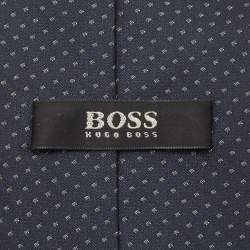 Boss By Hugo Boss Navy Blue Dot Pattern Silk Traditional Tie