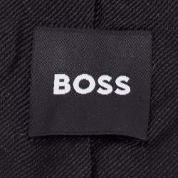 Pre Owned Boss by Hugo Boss Black Patterned Silk Narrow Tie