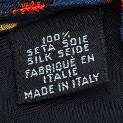 Pre Owned Boss By Hugo Boss Navy Blue Floral Printed Textured Silk Tie