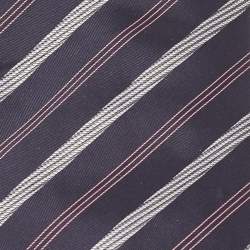 Pre Owned ربطة عنق بوس باي هوغو بوس حرير مخطط مائل أزرق داكن