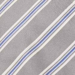  Boss By Hugo Boss Grey Diagonal Striped Silk Tie