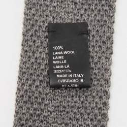 Pre Owned Boss by Hugo Boss Grey Wool Knit Slim Tie