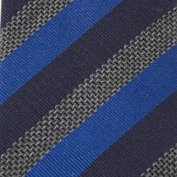 Boss By Hugo Boss Blue Diagonal Striped Silk & Wool Slim Tie