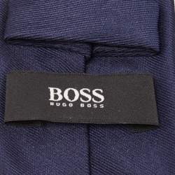 Pre Owned Boss By Hugo Boss Dark Blue Silk Slim Tie