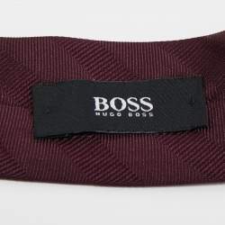 Boss by Hugo Boss Purple Stripe Patterned Silk Tie