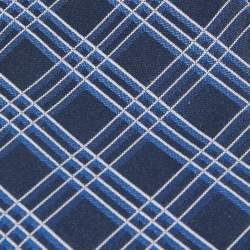 Boss  by Hugo Boss Navy Blue Check Patterned Silk Tie