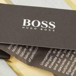Pre Owned Boss By Hugo Boss Yellow/Blue Diagonal Stripe Textured Silk Tie