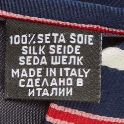 Pre Owned Boss By Hugo Boss Navy Blue Diagonal Striped Silk Tie