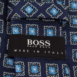 Boss By Hugo Boss Blue Patterned Silk Tie