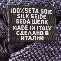 Pre Owned Boss By Hugo Boss Navy Blue Patterned Silk Skinny Tie