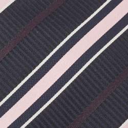 Pre Owned Boss By Hugo Boss Black/Pink Diagonal Striped Silk Tie