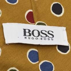 Boss By Hugo Boss Yellow Dotted Silk Traditional Tie