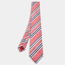 Pre Owned Boss By Hugo Boss Pink Striped Silk Tie
