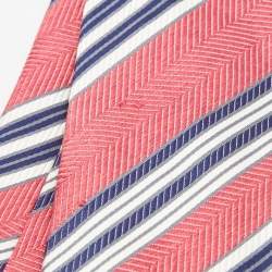 Pre Owned Boss By Hugo Boss Pink Striped Silk Tie