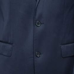 Boss By Hugo Boss Navy Blue Wool Single Breasted Pants Suit L