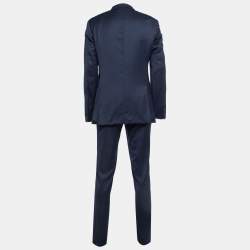 Boss By Hugo Boss Navy Blue Wool Single Breasted Pants Suit L