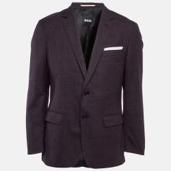 Pre Owned Boss By Hugo Boss Burgundy Wool Single Breasted Blazer XL