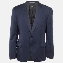 Pre Owned Boss By Hugo Boss Navy Blue Wool Blazer XXL