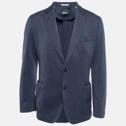 Boss By Hugo Boss Blue Stretch Knit Micro-Patterned Blazer XL
