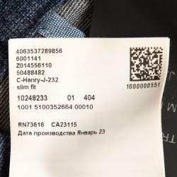 Pre Owned Boss By Hugo Boss Blue Melange Jersey Slim-Fit Blazer L