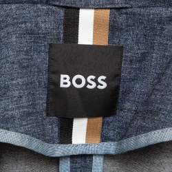Pre Owned Boss By Hugo Boss Blue Melange Jersey Slim-Fit Blazer L