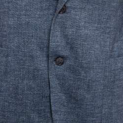 Pre Owned Boss By Hugo Boss Blue Melange Jersey Slim-Fit Blazer L
