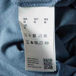 Pre Owned Boss By Hugo Boss Orange Grey Printed Cotton Talking 2 Crew Neck T-Shirt M