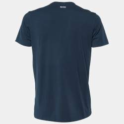 Pre Owned Boss By Hugo Boss Green Midnight Blue Printed Cotton Tee 6 T-Shirt M