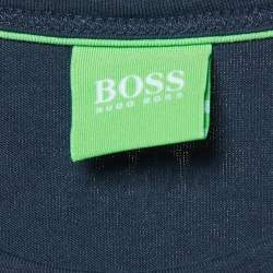 Pre Owned Boss By Hugo Boss Green Midnight Blue Printed Cotton Tee 6 T-Shirt M