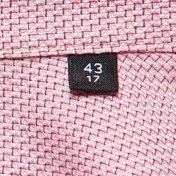Pre Owned Boss By Hugo Boss Pink Patterned Cotton Slim Fit Shirt XXL
