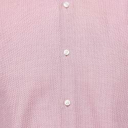 Pre Owned Boss By Hugo Boss Pink Patterned Cotton Slim Fit Shirt XXL