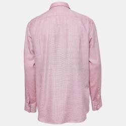 Pre Owned Boss By Hugo Boss Pink Patterned Cotton Slim Fit Shirt XXL
