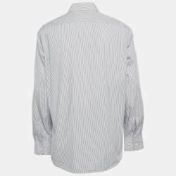 Pre Owned Boss By Hugo Boss Blue Pinstripe Cotton Button Up Shirt XXL