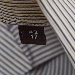 Pre Owned Boss By Hugo Boss Blue Pinstripe Cotton Button Up Shirt XXL