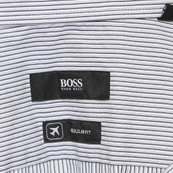 Pre Owned Boss By Hugo Boss Blue Pinstripe Cotton Button Up Shirt XXL