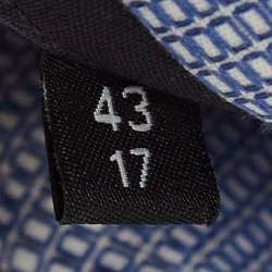 Pre Owned Boss By Hugo Boss Blue Patterned Cotton Button Up Shirt XXL