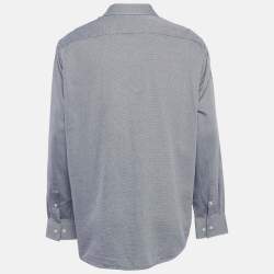 Pre Owned Boss By Hugo Boss Blue Patterned Cotton Regular Fit Shirt XXL
