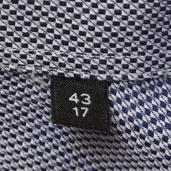 Pre Owned Boss By Hugo Boss Blue Patterned Cotton Regular Fit Shirt XXL