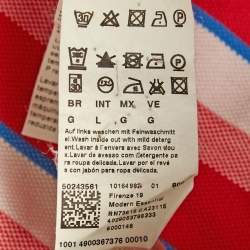 Pre Owned Boss By Hugo Boss Red Stripe Pima Cotton Regular Fit Polo L