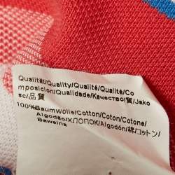 Pre Owned Boss By Hugo Boss Red Stripe Pima Cotton Regular Fit Polo L